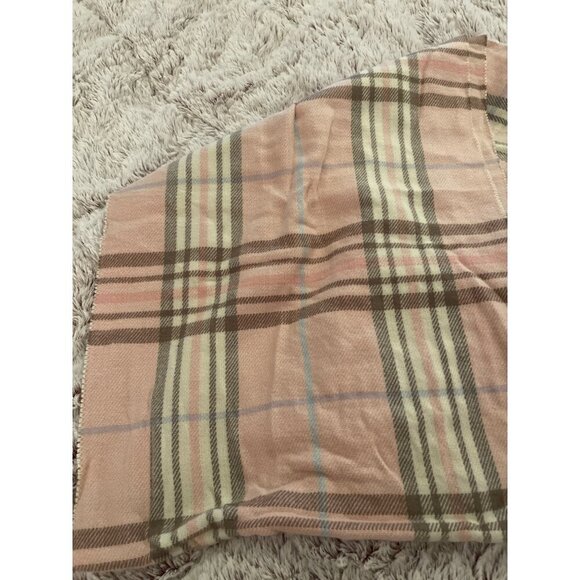 Plaid Cashmere & Viscose Scarf 66..5 “ x 12 “ . Pink, brown, white & blue‎ - Picture 4 of 7
